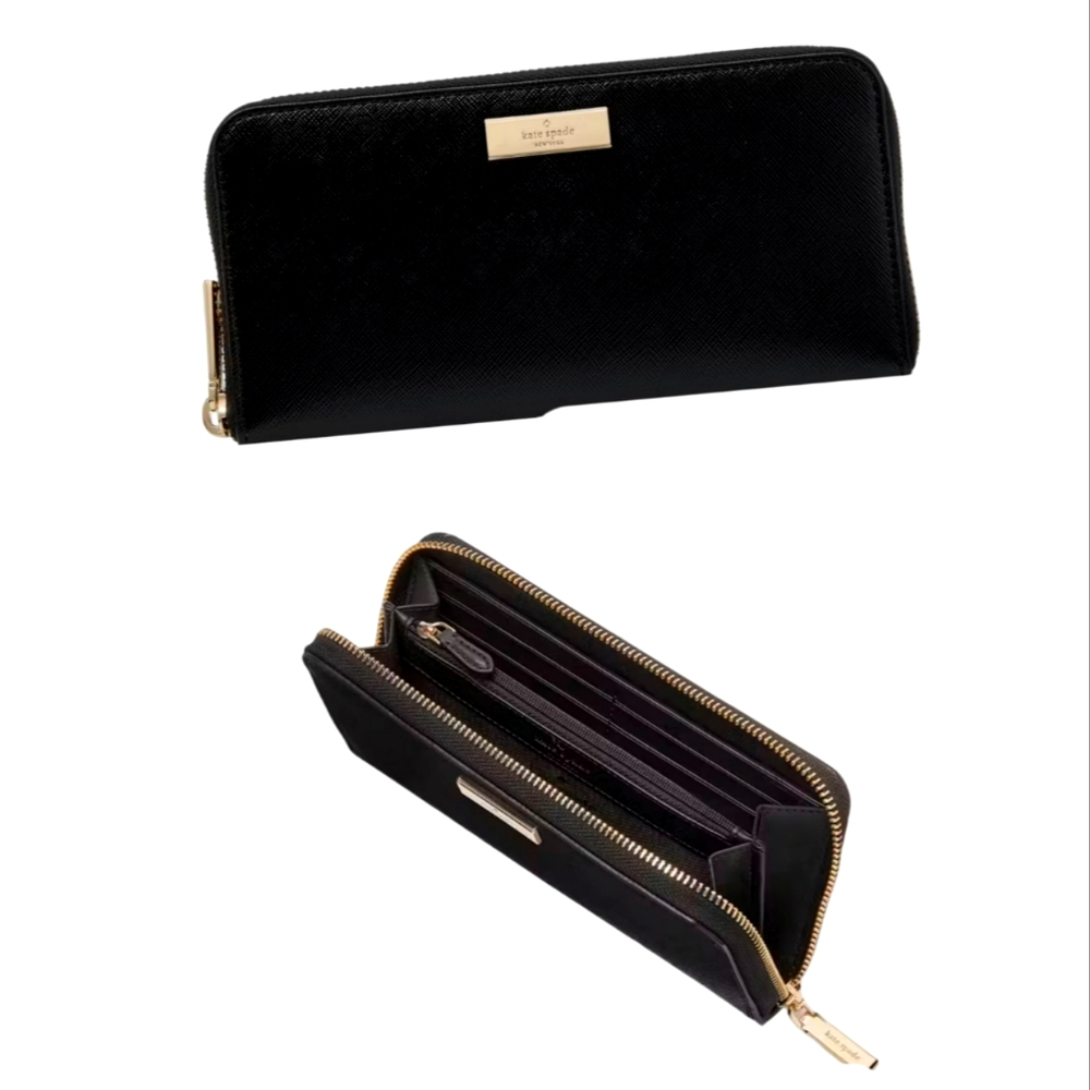 KATE SPADE Kenzie Boxed Large Continental Wallet in Black NEW